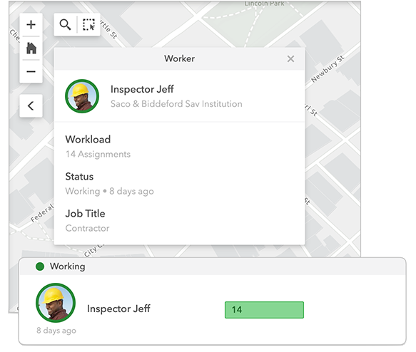 Inspector Jeff's details and information in the Workers list Inspector Jeff's details and information in the Workers list